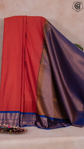 Crimson Red and Royal Blue Festive Kanchipuram Silk Saree